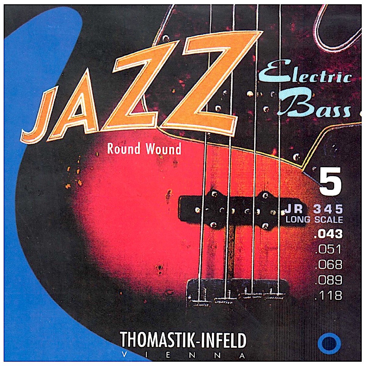 Thomastik Saiten für E-Bass Jazz Bass Serie Nickel Round Wound Roundcore Satz JR345 5-string roundwound long scale 34" — image 1