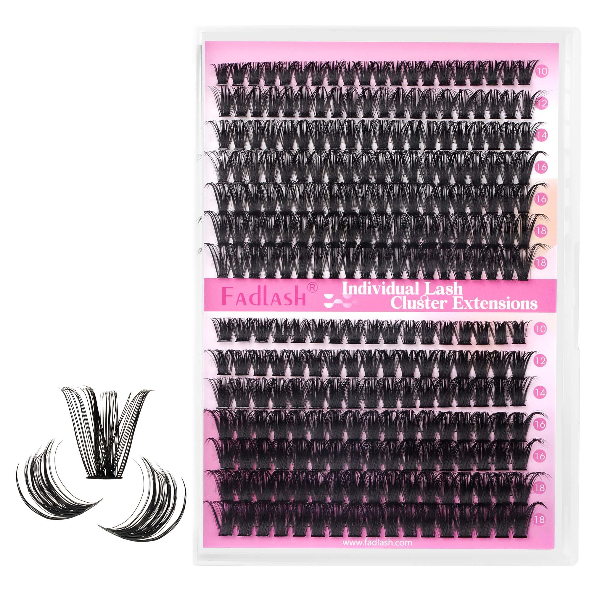 FADLASH Individual Lashes 60D+80D Mixed Lash Clusters D Curl Natural Look Eyelashes Individual Cluster Extensions DIY Eyelash Extensions 10-18mm Clusters — image 1