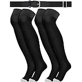 ROLVNHTV 3 Pcs Baseball Belt and Socks Combo Youth Over Knee Sock Men's Baseball Belts Stockings Softball Belt