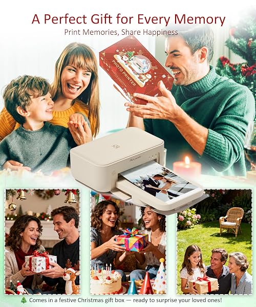 HPRT CP4100 4X6 PHOTO PRINTER WITH 20 SHEETS & 1 RIBBON, FULL-COLOR THERMAL DYE SUBLIMATION WI-FI PRINTING, PORTABLE INSTANT PICTURE PRINTER FOR IPHONE/ANDROID, AR VIDEO, FUN APP, HOME USE, XMAS KIT