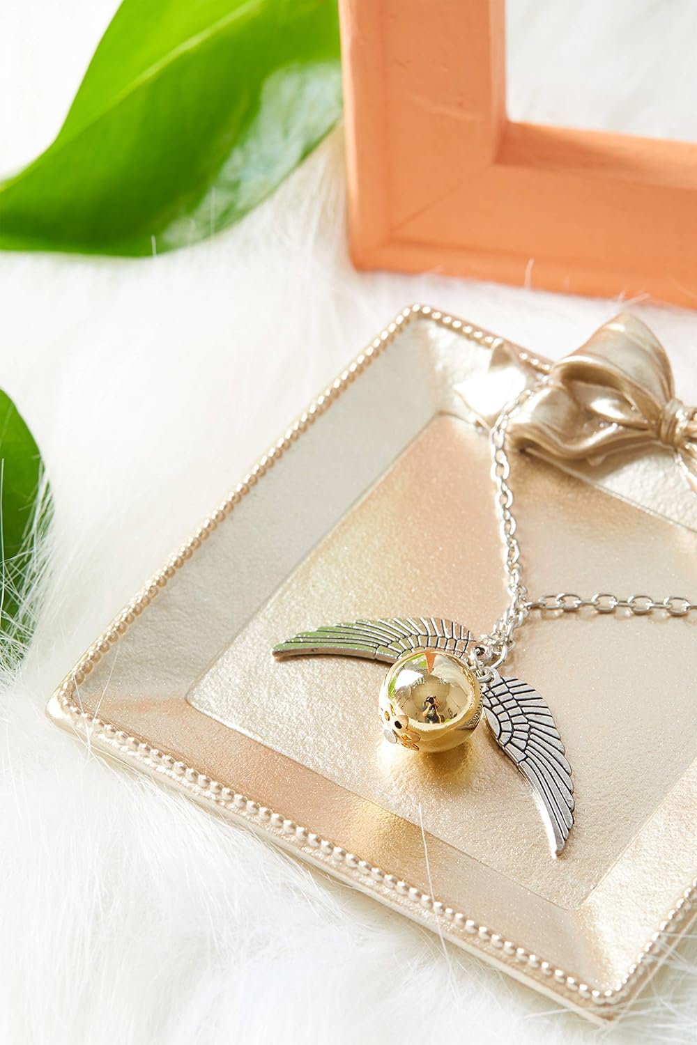 18" Deathly Hallows Necklace Jewelry Harry Potter Golden Little Tuna Quicksilver Golden Pearl Necklace Best Gift for Harry Potter Fans Decorations Magical Cosplay Costume Jewelry Merchandise (Silver): Clothing