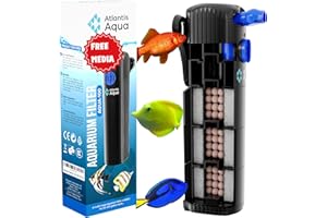 ATLANTIS AQUA 55 Gallon Fish Tank Filter to 100 Gallon Fish Tank Filter | Silent Fish Tank Filter | Large Fish Tank Filter | Submersible Aquarium Filter, 75 Gallon Fish Tank Filter, In Tank Aquarium Filter