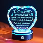 Ghtixsu Sister Gifts Crystal Keepsake with LED Base, Laser Engraved Sister Gift from Sister, Soul Sister Presents for Women, Unique Big Sister Birthday Gifts for Girls, Best Sister Ever Gifts