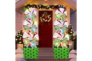 BASSION Outdoor Christmas Yard Decorations, 54.5 in Giant Peppermint Candy Yard Signs with Stakes and LED Strings Xmas Winter Holiday Party Favors Supplies for Outside Pathway Walkway Garden Lawn Decorations