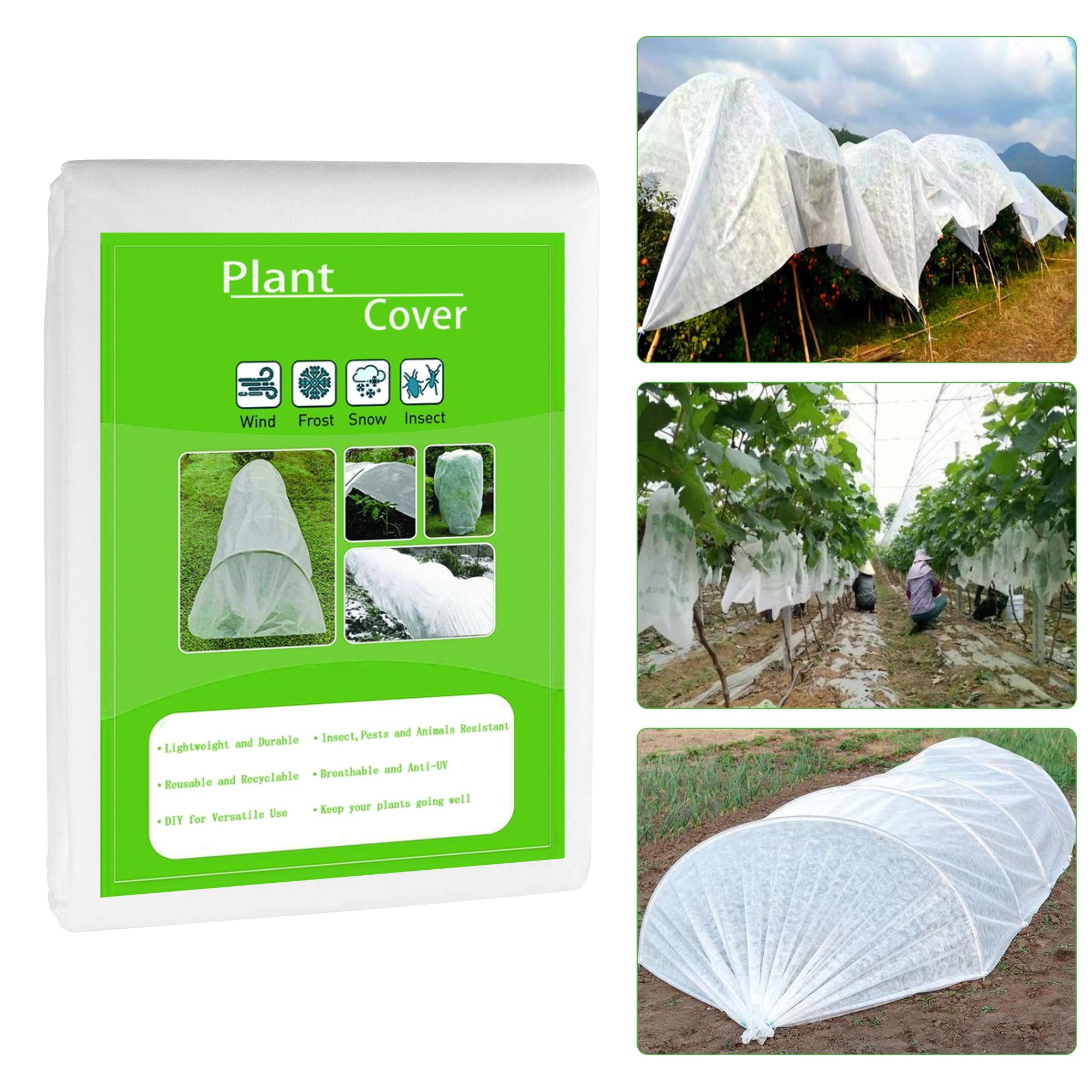 Garden Plant Fleece Frost Protections 2M*5M, 30gsm Horticultural Fleece Covers, Plant Freeze Protection Covers, Garden Fleece Protect Plants from Harsh Weather, Birds and Pests