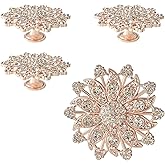 Xinally 4 Pieces Flower Shape Cabinet Knobs, Decorative Crystal Glass Single Hole Pull Handles for Closet Drawer Wardrobe Living Room Bedroom Bathroom Kitchen with Screw (Rose Gold)