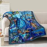 Sea Turtle Blanket Gifts for Women Girls Birthday Christmas Valentine Presents Ocean Animal Turtles Theme Decor Bedroom Living Room Couch Bed Sofa Soft Cozy Fleece Kids Adults Teen Throw 60"x50"