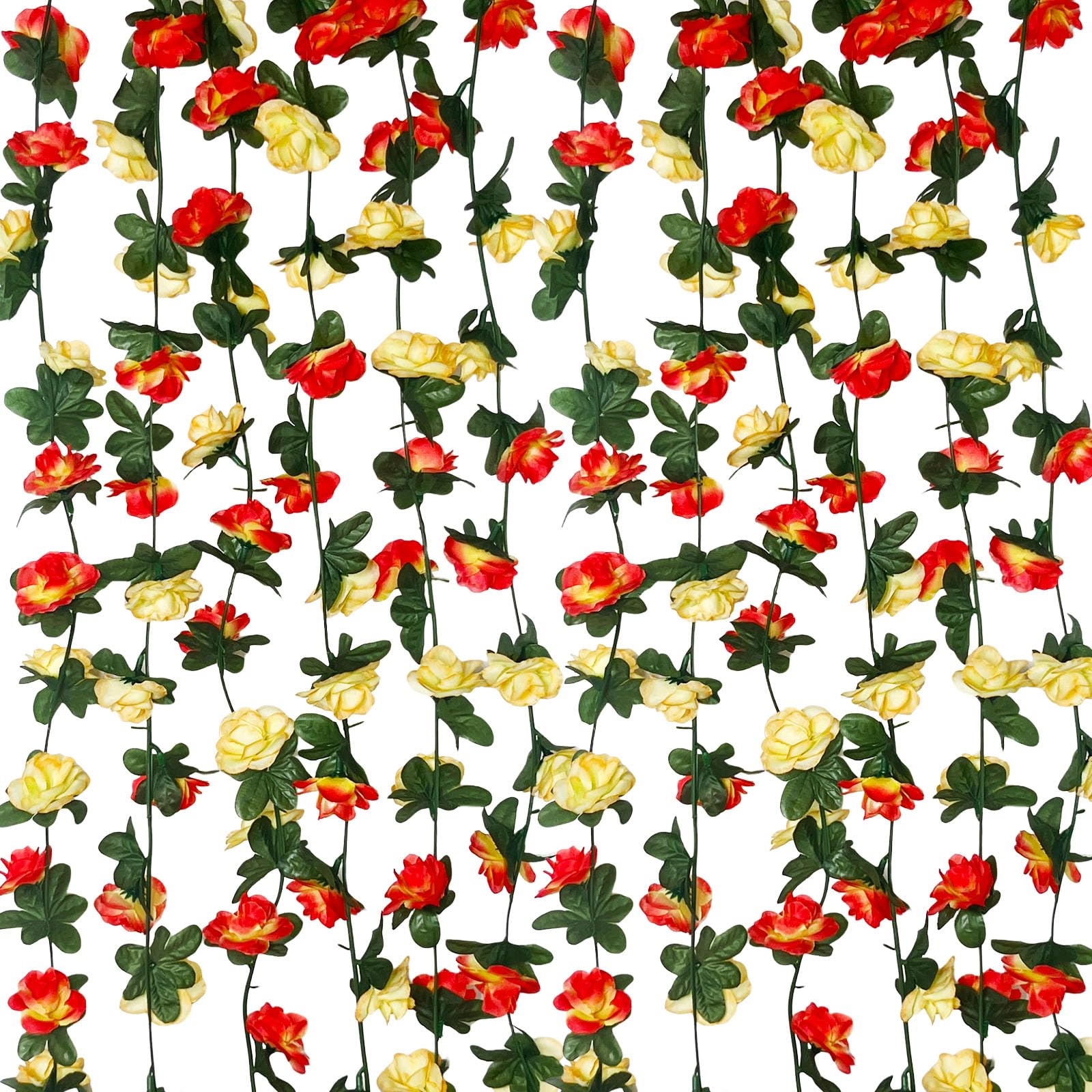 View 1 of 16Pcs 126Ft Pink&Yellow Rose Garland, Fake Rose Hanging Flowers, Artificial Flower Vine, Hanging Floral Vine Garland for Wedding, Birthday Party, Wall Arch, Halloween, Christmas Garden Backdrop Decor