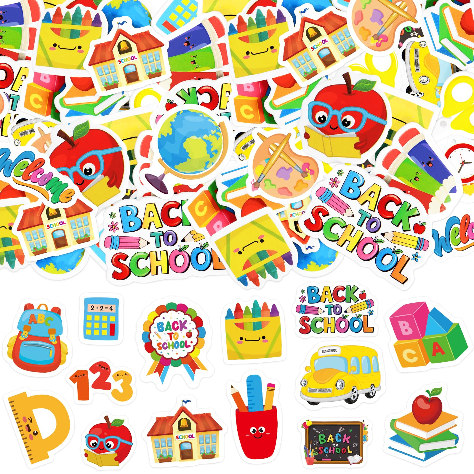 Photo 1 of 300Pcs Back to School Foam Stickers, Colorful Self-Adhesive First Day of School Stickers Campus Themed Decals Sticker Decorations for Back to School Classroom DIY Art Craft Party Favor Supplies