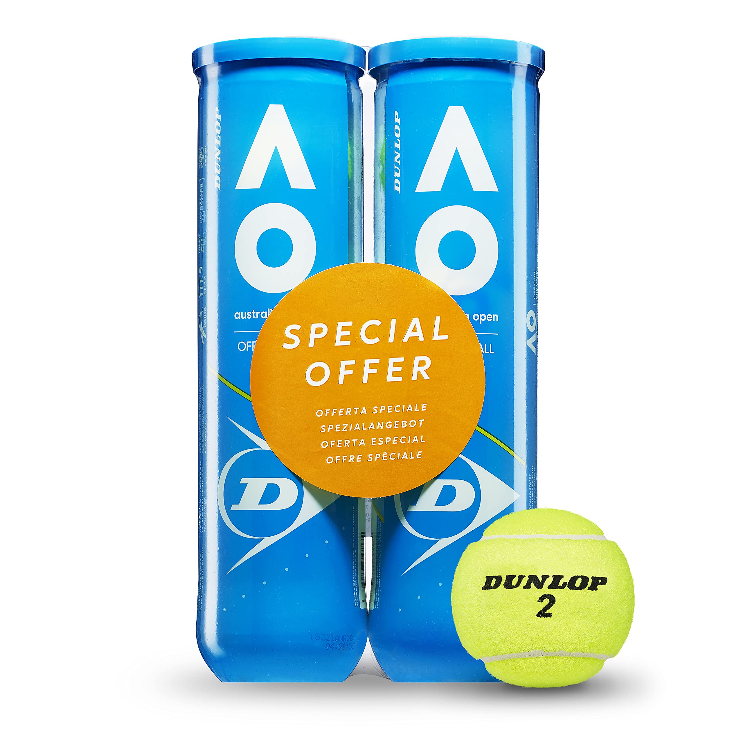Dunlop Tennis Ball Australian Open - for Clay, Hard Court and Grass (2 x 4 Bi-Pet), lemon tree