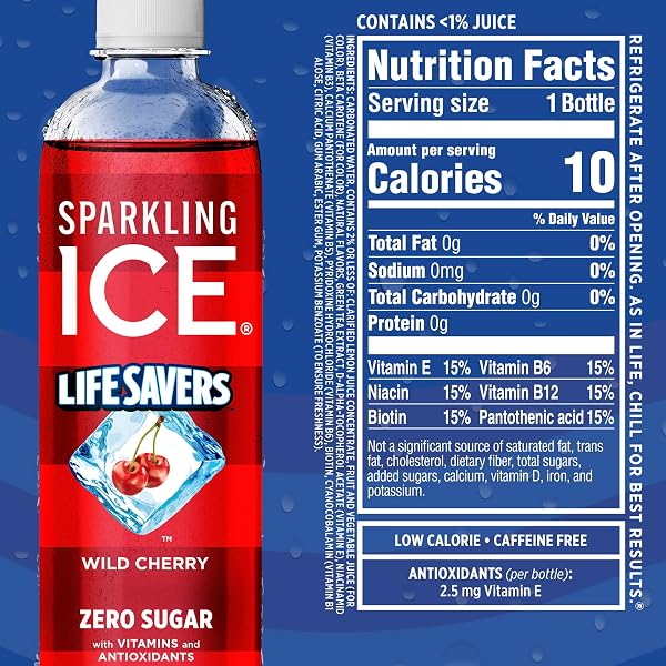 SPARKLING ICE® LIFE SAVERS™ RED, WHITE AND BLUE VARIETY PACK, ZERO SUGAR FLAVORED SPARKLING WATER, WITH VITAMINS AND ANTIOXIDANTS, LOW CALORIE BEVERAGE, 17 FL OZ BOTTLES (PACK OF 12)