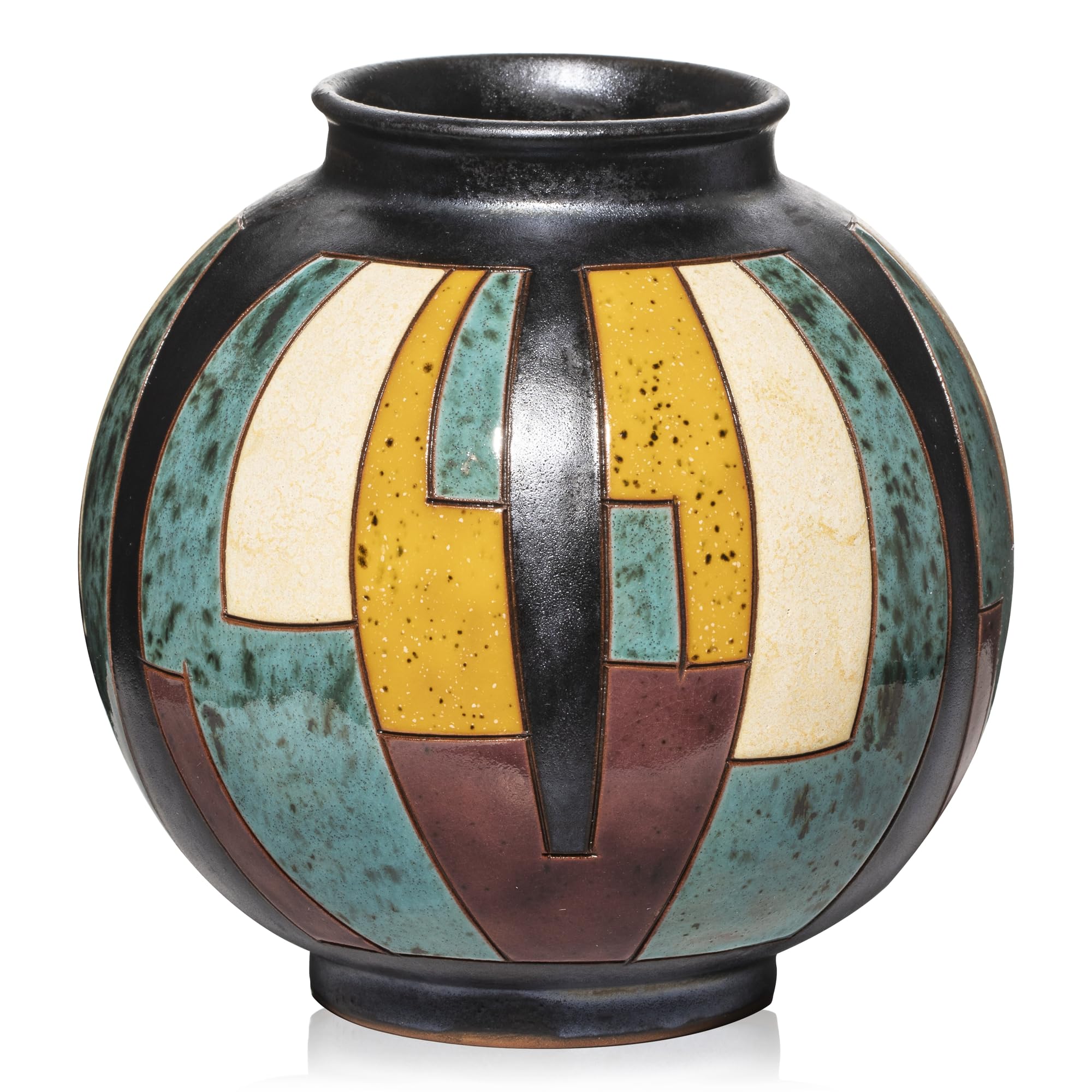 Wheel-Thrown Handmade Vases – Artisan Pottery Flower Vases, 16cm Tall Ceramic Vase with Hand-Glazed Pattern for Home Decor and Gifts – Ball Vase 2