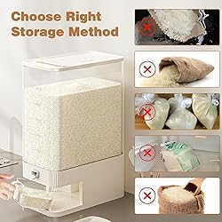GUDEMAY Rice Dispenser with Measuring Cup and Fresh