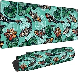 Hanazaoa Koi Fish Gaming Mouse Pad,Flowers and