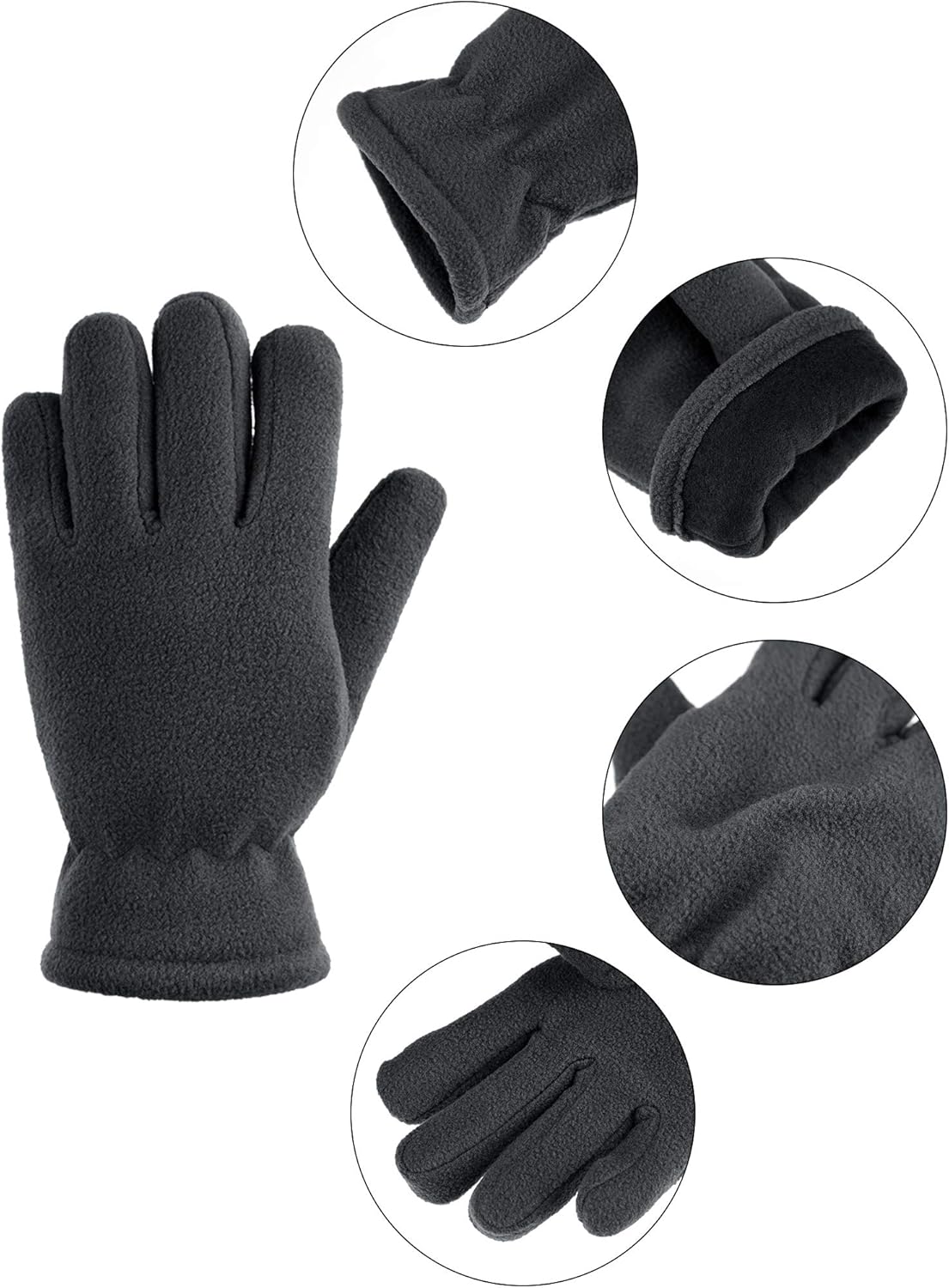 3 Pairs Kids Fleece Gloves Full Fingers Gloves Winter Soft Warm Gloves for Boys Girls Outdoors Activities Supplies: Clothing