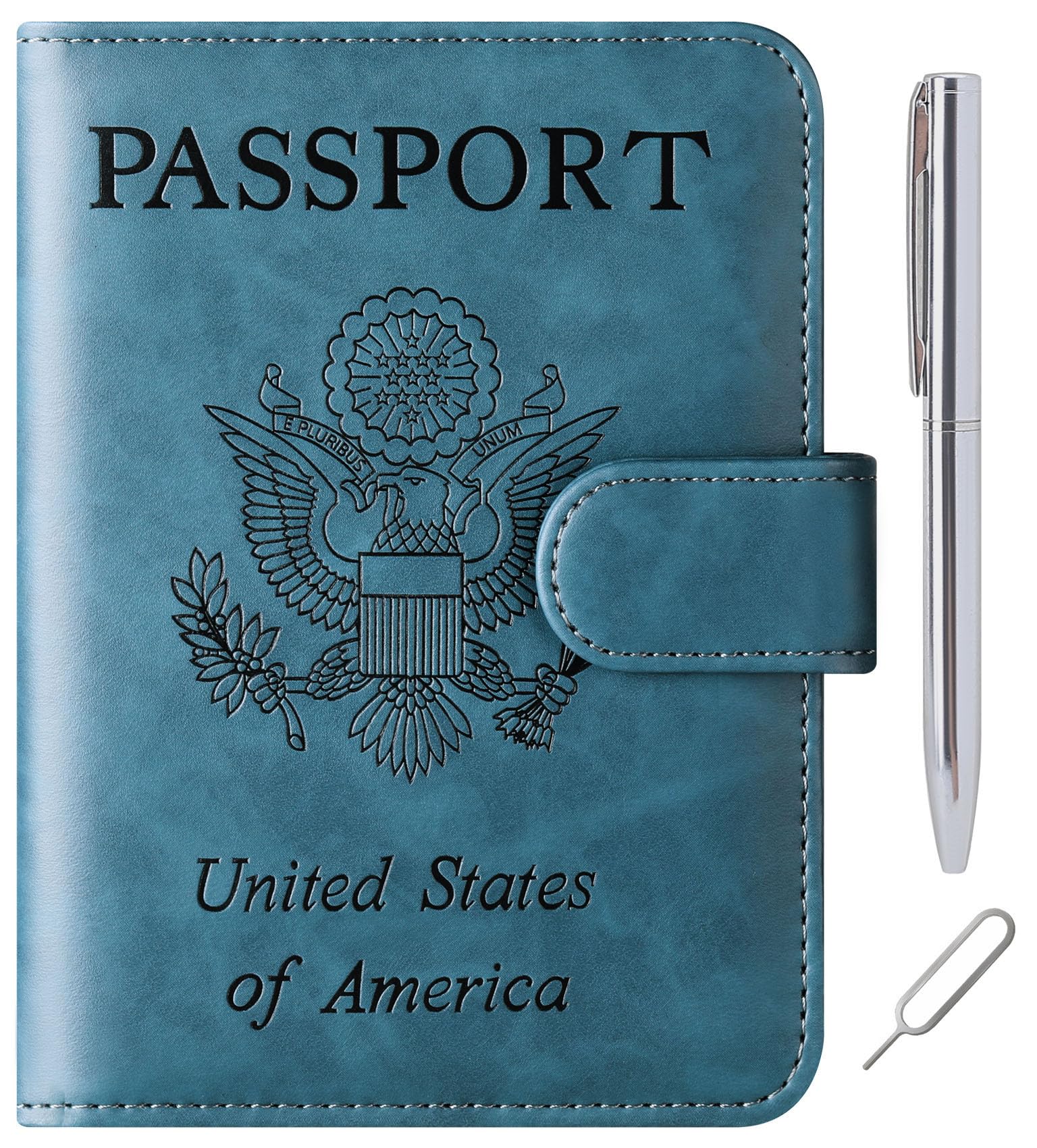 Photo 1 of Passport Holder Cover Wallet Travel Essentials Leather Rfid Blocking Case Vacation Luggage Must Haves Travel Accessories for Men Women (120#Blue)