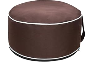 QILLOWAY Indoor/Outdoor Inflatable Stool,Round Ottoman,Foot Rest for Kids or Adults, Camping or Home (Coffee/Brown/Chocolate)