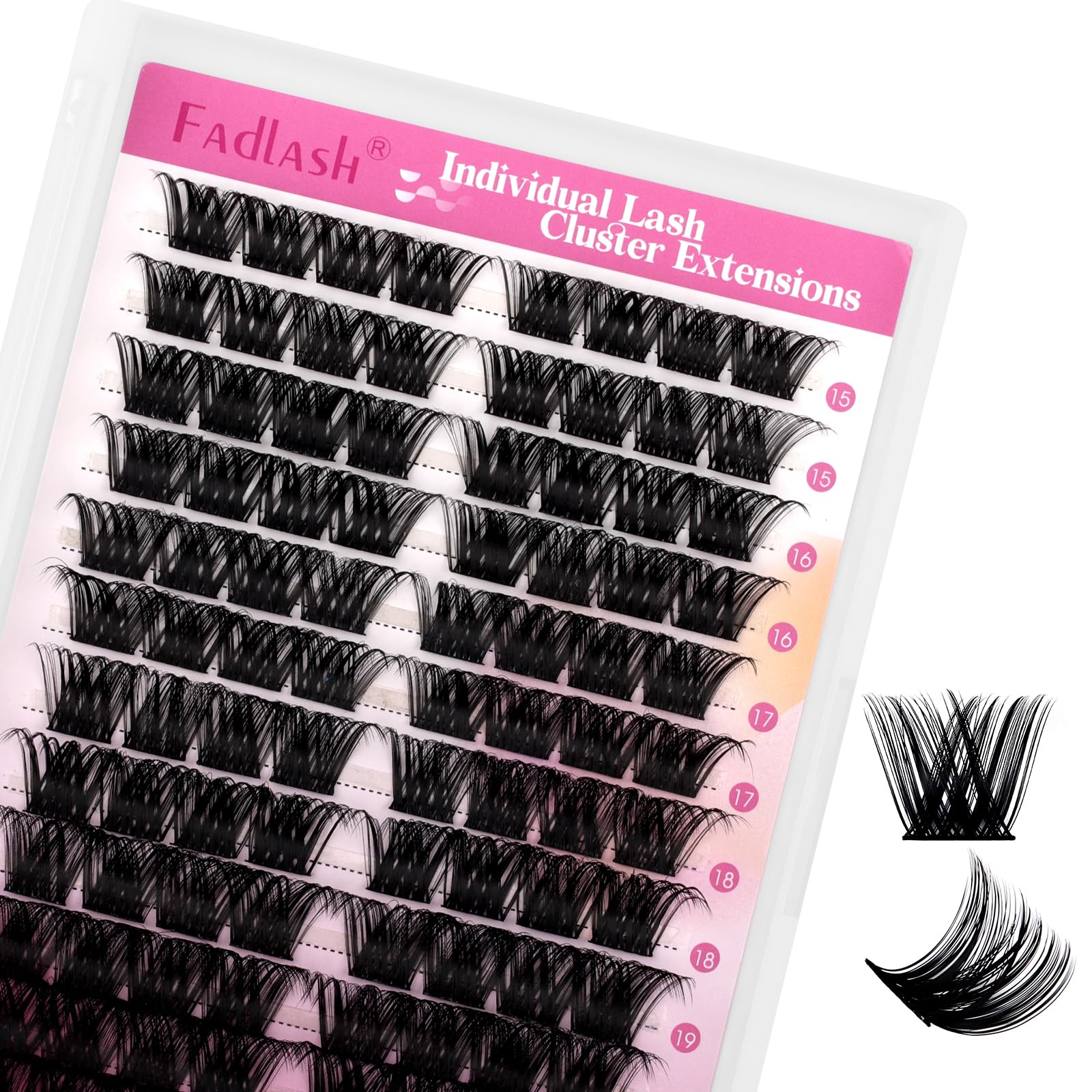 FADLASH Lash 0.07mm D Curl 15-20mm Long Fluffy Natural Wispy Cluster Lashes for Self Use DIY Eyelash Extensions — image 1