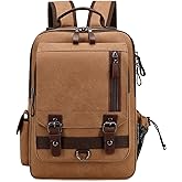 Lanola Water-resistant Canvas Backpack with Anti-Theft Pocket, Daypacks Fits 15.6 Inch Laptop for Men Perfect for Work, Travel, Daily Use (Coffee)