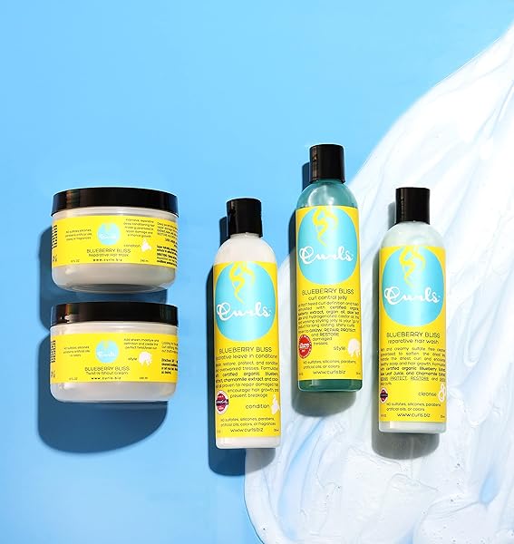 CURLS BLUEBERRY BLISS CONTROL JELLY – 8 OZ, DEFINE & DEFRIZZ, WASH AND GO’S, TWIST OUTS & BRAID OUTS, FOR WAVY, CURLY, AND COILY HAIR TYPES