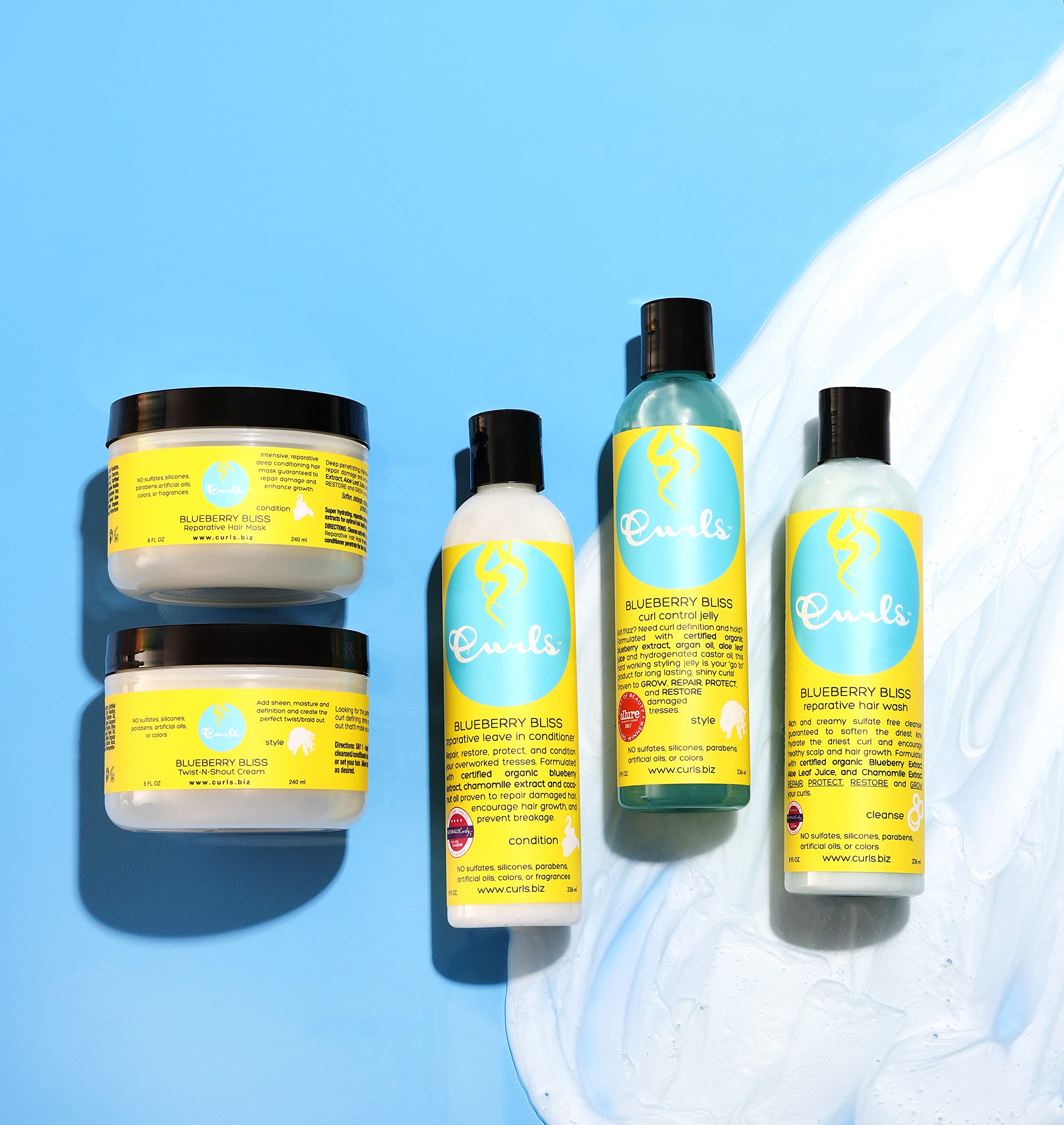 Curls Blueberry Bliss Reparative Leave In Conditioner - 12 oz, Helps Repair Damage and Prevent Breakage, Conditioner for Curly Hair, Wavy, and Coily Hair Types