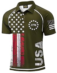 Mainfini Man Distressed 1776 Polo T-Shirt Green USA