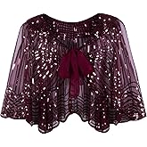 Vijiv 1920s Vintage Style Cape Jacket Embellished Bridal Shawl Capelet Flapper Bolero Cover Up Gatsby Party