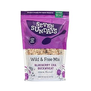 Seven Sundays Wild & Free Blueberry Chia Buckwheat Muesli Cereal {32oz Eco Pack, 1 Count} | Gluten Free | Non GMO | No Refined Sugar
