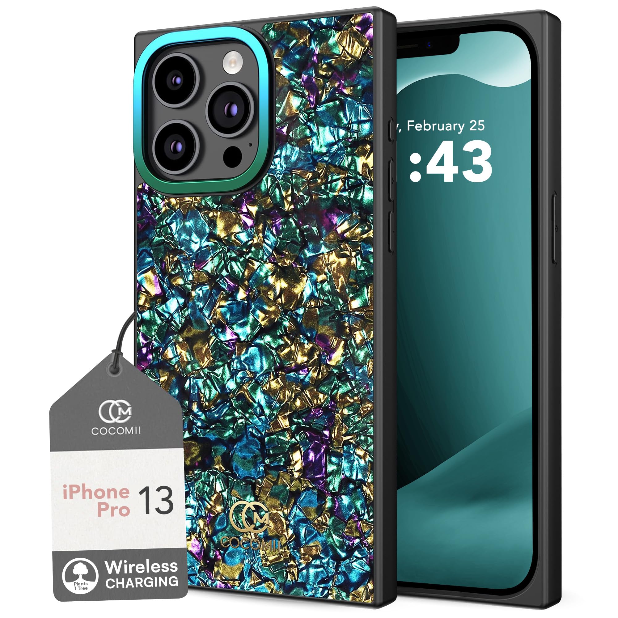 Photo 1 of Cocomii - Rectangle Case Compatible with iPhone 13 Pro - Opalescent Pearl, Camera Protector, Glossy, Women Girls Men, Protective Phone Case for iPhone 13 Pro 6.1 inch, Emerald