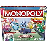 Hasbro Gaming Monopoly Junior Board Game, 2-Sided Gameboard, 2 Games in 1, Monopoly Game for Younger Kids Ages 4 and Up, Kids Games for 2 to 6 Players