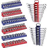 WORKPRO 8-Piece Magnetic Socket Organizer and Magnetic Wrench Organizer Set, Socket Holder Set 1/4", 3/8", 1/2" Drive Metric SAE Socket Storage, Metric SAE Wrench Holder(Socket, Wrench not Included)