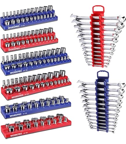 Kewucn Magnetic Wrench Organizer 2-Pack - Wall Mount Tool Rack For SAE (1/4-1/16) & Metric (6-24mm) Wrenches - View #3