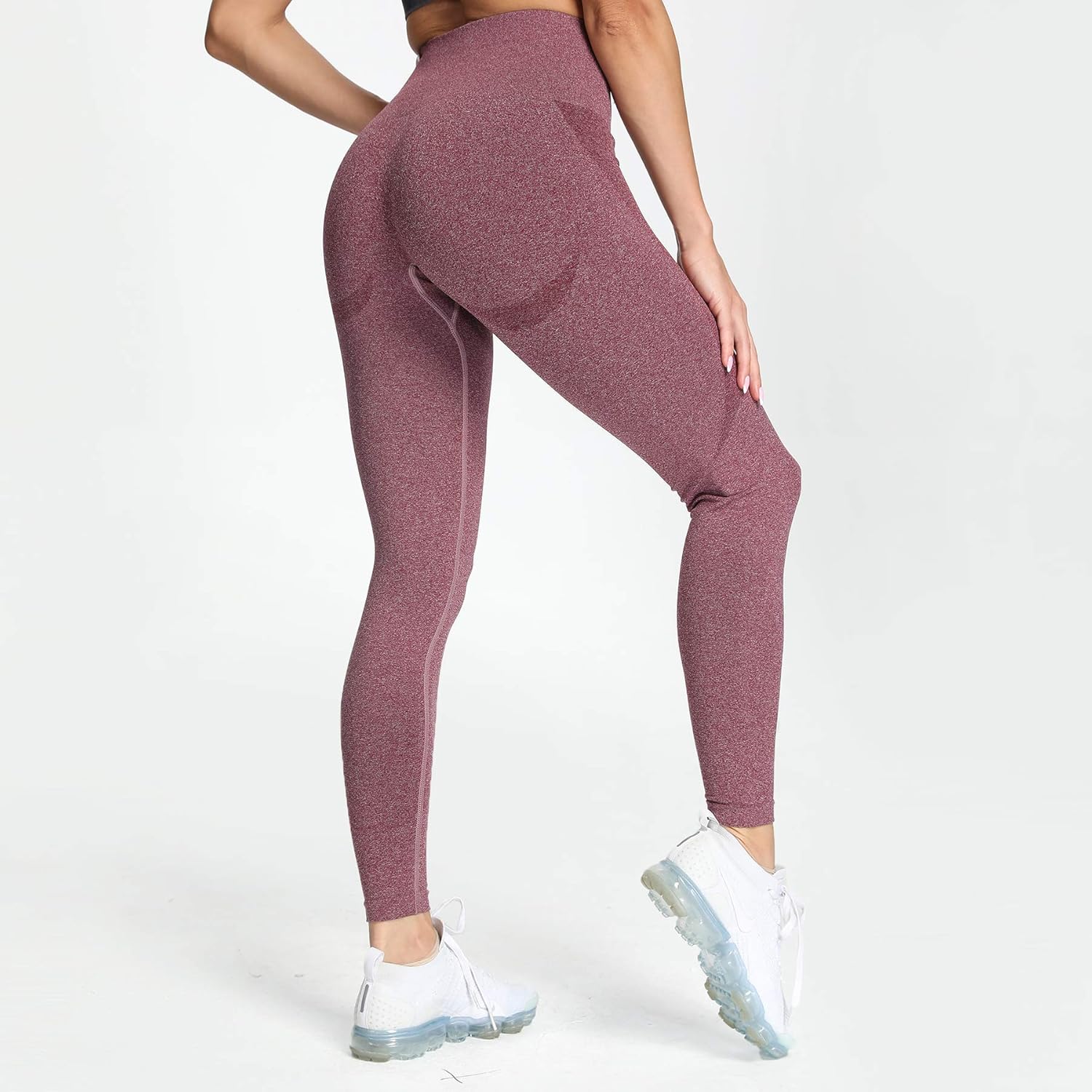 Aoxjox Seamless Leggings for Women Smile Contour High Waist Workout Yoga Pants: Clothing