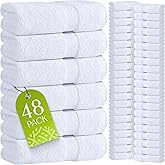 Wealuxe White Washcloths 48 Pack - 600 GSM 100% Ring-Spun Cotton Wash Cloths for Showering, Highly Absorbent and Soft | 12x12 Inches