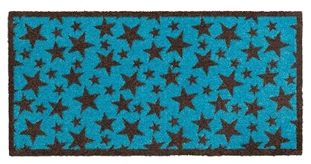 Schmutzfangmatte / Fußmatte / Fussmatte / Fußabstreifer / Fußabtreter / Schmutzmatte Modell ,, stars turquoise ' Sterne blau 