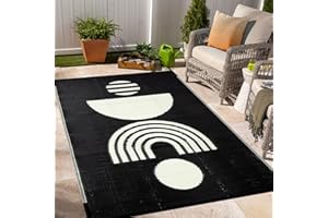 Wonnitar 4x6 Outdoor Rug Waterproof, Reversible Outdoor Plastic Straw Rug for Patio, Portable RV Rugs for Outside Camping Picnic, Large Outside Deck Area Carpet for Backyard Camper (Black, 4'x6')