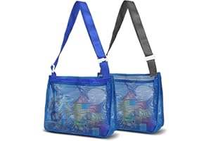 VOROLO Mesh Beach Bag for Holding Toys,Sand Towels Tote for Kids Seashell Collecting,Swimming Accessories for Boys and Girls