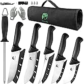 FULLHI 11PCS Butcher Knife Set, Non-slip Butcher Boning Knife German Stainless Steel Chef Knife Set, Meat Processing Set for Home Kitchen, Slaughterhouse And Restaurant