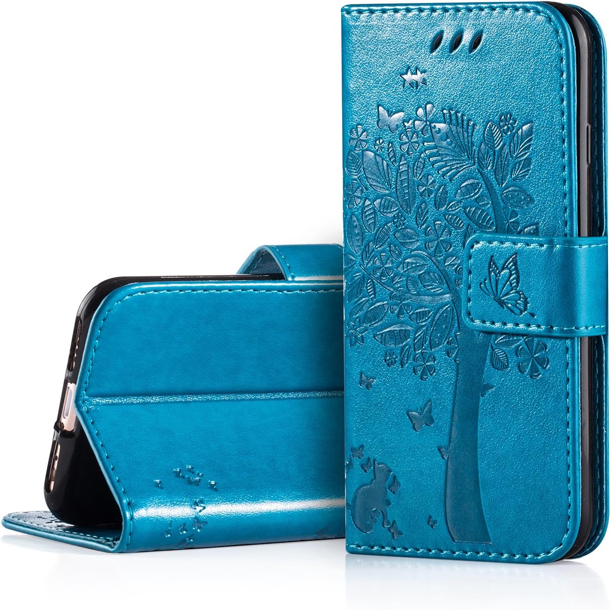 zoeview Leather Case for iPhone 6S,iPhone 6 Flip case Premium Soft Wallet Case with [ Kickstand ] [Card Slots] [Magnetic Closure] Notebook Cover Case for iPhone 6/6S, Blue