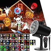 Christmas Halloween Lights Projector Outdoor,Holiday Projector Light,Waterproof Indoor Remote Control LED Projector Lights,16 Slides Holiday Light Party Garden House Kids Room Night Light