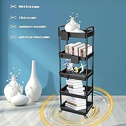 5 Tier Rolling Utility Cart with Handle,REBECAT