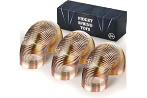 CHESLICR Metal Fidget Spring Toys, Quiet Cool Stress Relief Toys 3 PCS Set for Adults Office Desk Spring Walking Toy for Classroom Prize Office Desk Raffle Prizes for Kids Teen Boy Man