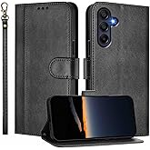 JanCalm for Galaxy A16 5G Phone Case Wallet, Card Holder Cash Slots, Wrist Strap, Minimalist Designed Cover, Premium PU Leather Protective, Stand Flip Cases for Samsung A16 (Black)