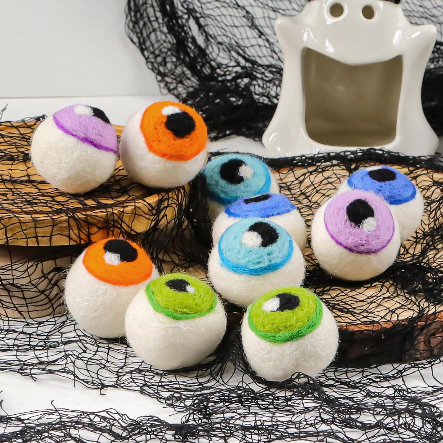 Vase Fillers - BUTTOOLS Halloween Decorations-Felt Eyeballs-Halloween Monster Eyes for Tiered Tray Decor, Vase Filler,Clear Jar,Table Home Party Indoor Decor