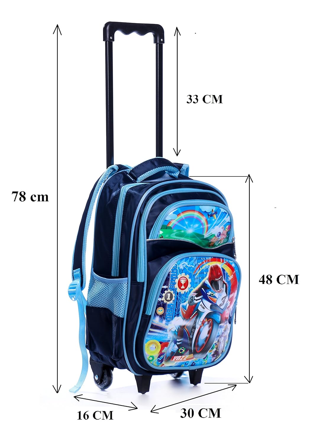 dolphy kid's polyester unique design trolley bag (blue)