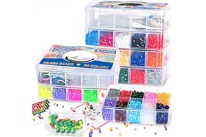 HBLIFE 30,000 pcs Fuse Beads Kit 30 Colors 5MM for Kids, Including 10 Ironing Papers,48 Patterns, 7 Clear Pegboards, Tweezers, Perler Beads Compatible Kit