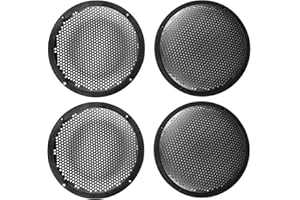 QWORK 4-Pack 8'' Black Plastic Audio Speaker Cover, Durable Subwoofer Grill Horn Guard with Mesh, Ideal for Car Speakers and DIY Projects"