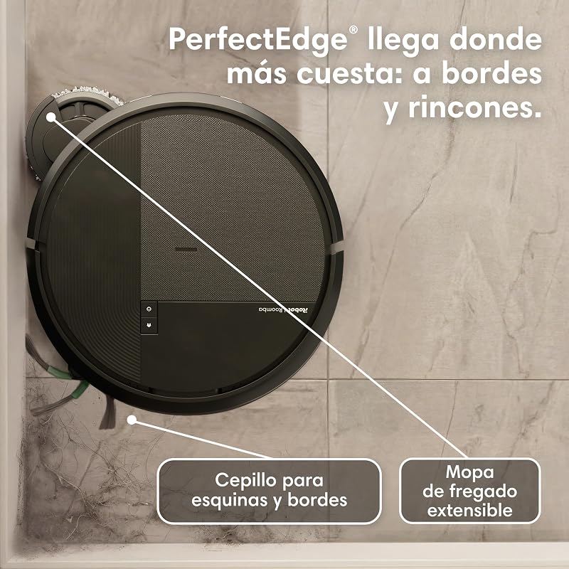 Roomba Plus 576 Combo y Base AutoWash multifunción, 25KPa, Mopas DualClean PerfectEdge, Lavado/Secado Calor, IA, PrecisionVision, Clearview Pro LiDAR, 90 días autonomía,Accesorios Extra, Negro