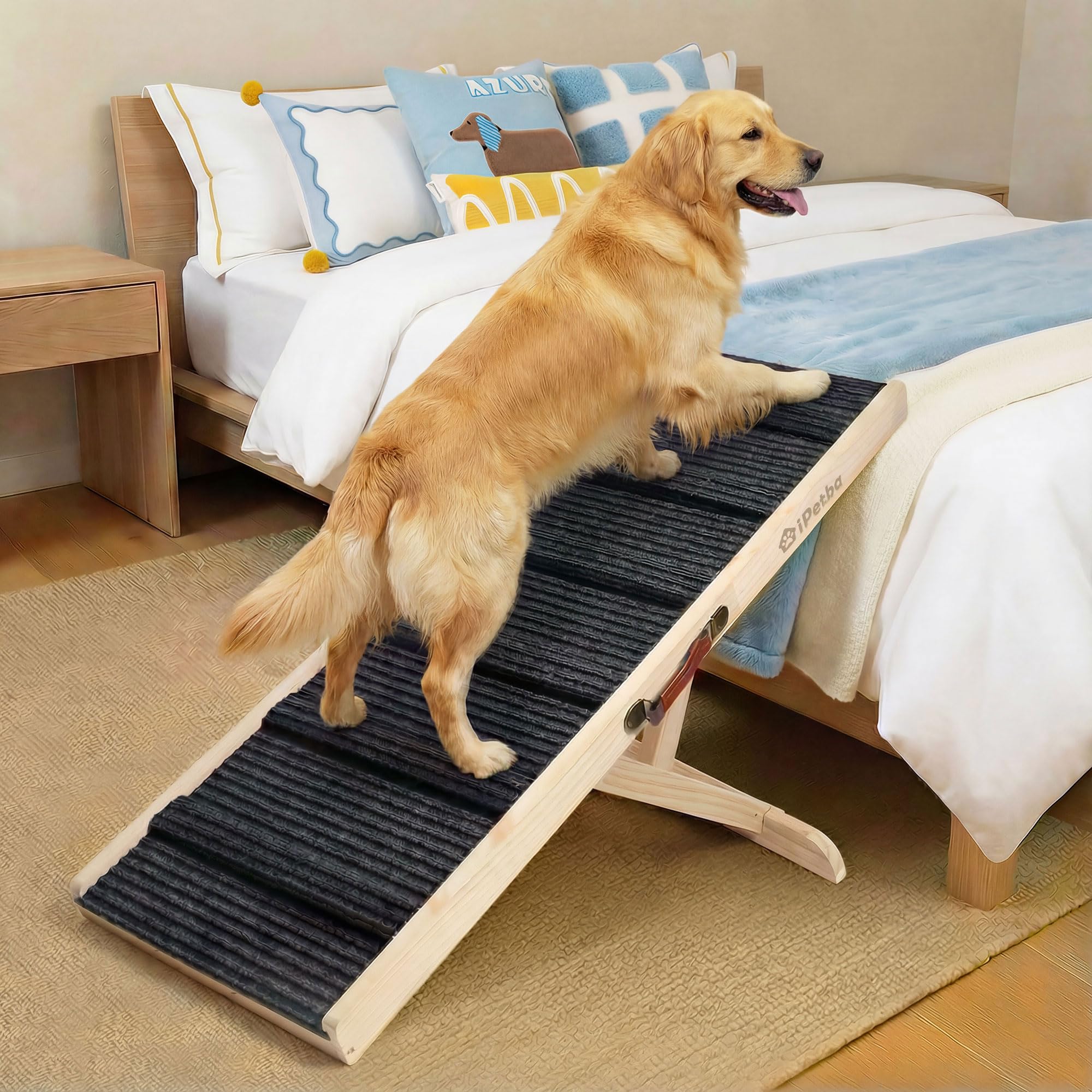 Photo 1 of iPetba Dog Ramp for Bed & Couch for Small & Medium Dogs - Joint-Friendly, Anti-Slip, Adjustable, Odor-Free, Up to 70 lbs