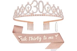 SEMATO 30th Birthday Sash & Tiara Kit- Happy 30th Birthday Decorations for Her 30th Gifts for Women (rose gold)